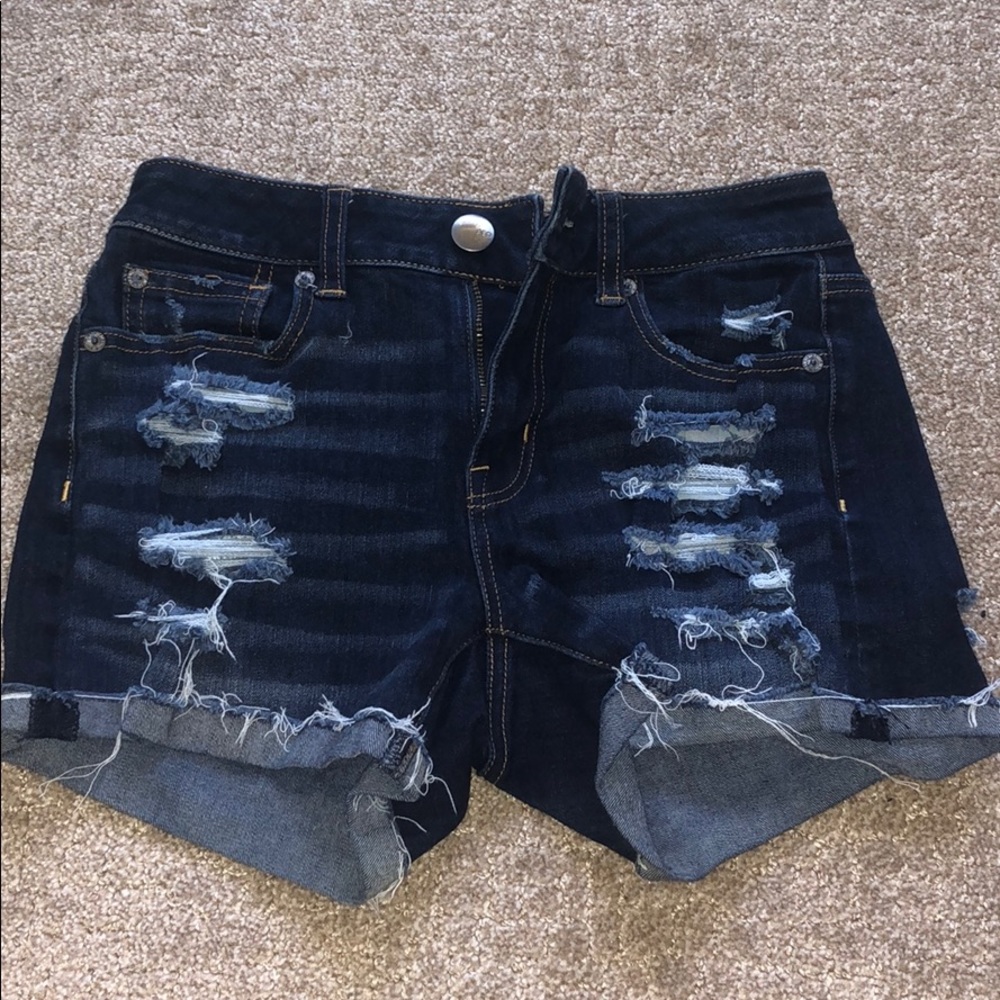 american eagle hi rise shortie jean shorts